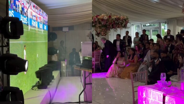 Video: Moments wedding got paused for the men to watch football