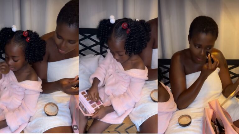 Fella Makafui begins training Medikal's daughter to apply makeup