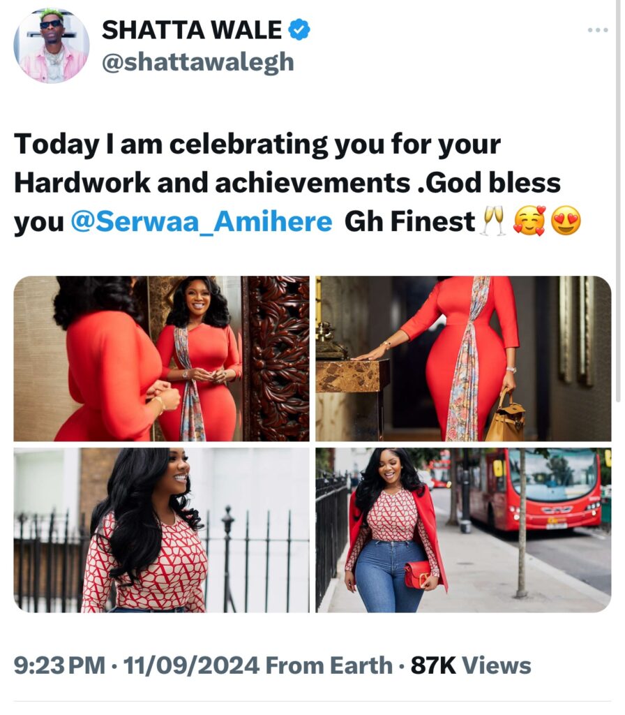 Shatta Wale describe his crush, Serwaa Amihere as the finest lady in Ghana