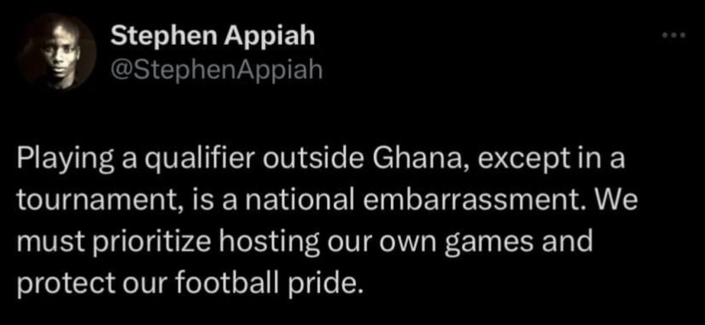 Stephen Appiah react to CAF’s directive for Ghana to play home games outside the country over non-standard stadiums