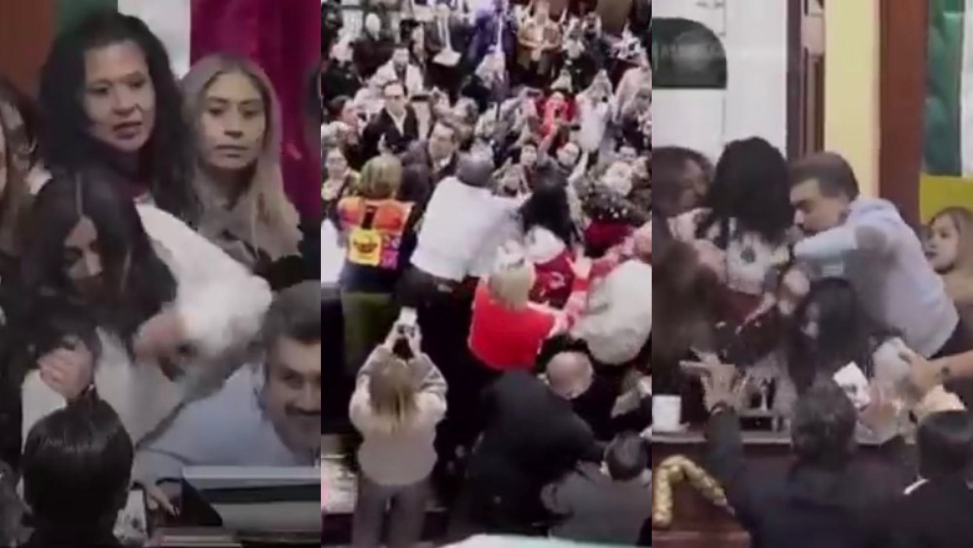 Mexico lawmakers fight during Congress session